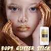 LemonSac Gold Body Glitter Stick, Singer Concerts Glitter Gel, Holographic Mermaid Sequins Chunky Glitter, Music Festival Rave Glitter Makeup for Body, Face, Hair and Lip, 0.56oz (02# Gold Glitter)