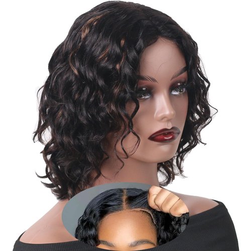 ManeMajesty Ombre Body Wave Lace Front Wigs Human Hair Wear and Go Glueless Wigs Pre Plucked Pre Cut with Baby Hair 180% Density T Part HD Highlight Ombre Lace Front Wig(12 inch, FS1B/30)
