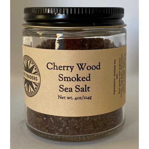 Salt Traders Cherry Wood Smoked Sea Salt - Fine Grain - 4 oz Net Wt. (Glass Jar)
