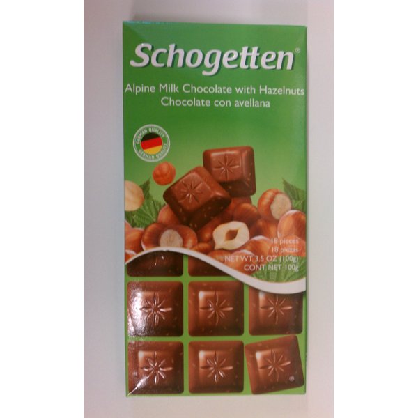 Schogetten Alpine Milk Chocolate with Hazelnuts 3.5 oz(Pack of 10)