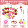 BOIKOKY 110 PCS Strawberry Party Favors Set - Berry Birthday Supplies for Kids Girls Includes Drinking Straws, Keychains, Silicone Bracelets, Sticker Strawberry Pinata Filler Goodie Bag Fillers
