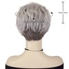 GNIMEGIL Synthetic Hair Curly Wigs Natural for Women Ombre Gray Hairstyle Old Lady Wig with Bangs Fluffy Curls Wavy Granny Silver White Wig Cosplay Halloween Costume