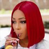 Wiggins Hair Red Bob Wig Human Hair Straight Lace Front Wigs Human Hair Red Bob Wig Human Hair 13x1 T Part Middle Part Straight Red Wigs For Black Women Glueless Wigs Human Hair Pre-Plucked 12 Inch
