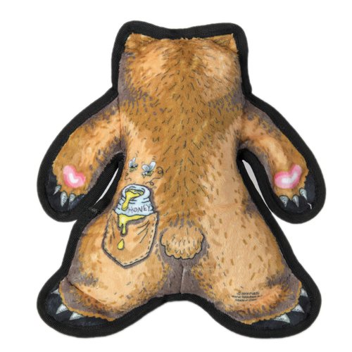FUZZU Durable Dog Toy with Squeaker - Tough Chew Toy, Wild Woodies - A Bear Named Pierre, Medium 9"
