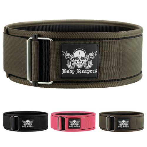 BodyReapers Nylon Self-Locking Weight Lifting Belt, 4" Weightlifting Belt For Fitness, Weight Lifting, Olympic Lifting - Adjustable Deadlift Belt, Squat Belt - Workout Belt For Men & Women