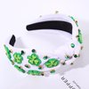 CEALXHENY St. Patrick's Day Hair Accessories, Green Shamrock Headband for Women, Embellished Crystal Rhinestone Knotted Headband, Irish Holiday Gifts (Shamrock 3)