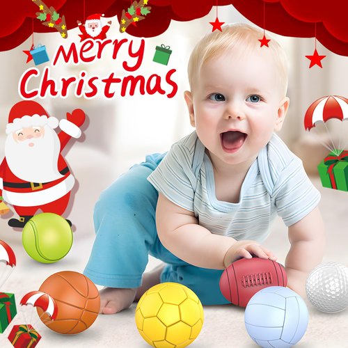 Baby Sensory Balls, Baby Soft Rubber Balls for Toddlers 1-3, Montessori Baby Sensory Toys, Baby Bath Toys 6 to 12 Months, Kids Soccer Ball, Sport & Outdoors Baby Balls, 6 Rubber Balls for Kids