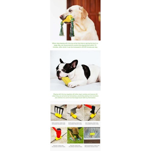 Dog Chew Toy - Corn Shape - Helps Clean Your Dog's Teeth - Indestructible - Tough - Funny (Small, Yellow)
