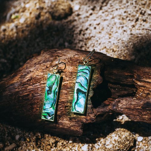 AYANA Healing Crystal Earrings for Women - Handmade Drop Earrings with Ethically Sourced Authentic Gemstones | Birthstone Jewelry for Women Trendy (Abalone)