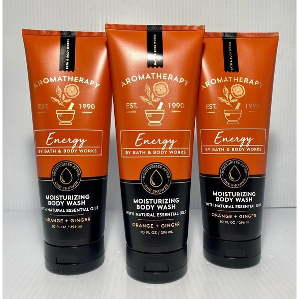 3 Aromatherapy ENERGY Orange Ginger Moisturizing bath Body Wash