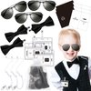 Mepase 18 Pcs Ring Bearer Gifts Ring Wedding Bearer Security Include Ring Bearer Proposal Bow Tie, Security Badge, Sunglasses, Earpiece, Card and Organza Bags for Kids Police Secret Service Costume