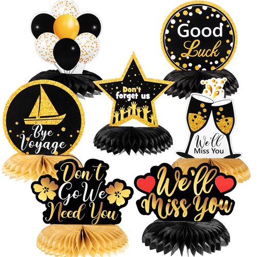 7 Pieces Farewell Party Decorations We Will Miss You Decorations Going Away Party Centerpiece Honeycomb Retirement Party Decorations for Coworker Employee Friend Goodbye Party Supplies