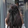 Women Bowknot Hair Clip,Vintage Satin Bow Barrette Hairclip Long Tail Headwear Hair Accessories for Ladies Big Bowknot Hairpin (Black)