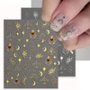 Maigitur Valentine's Day Star Moon Nail Stickers, Self-Adhesive Golden Heart Nail Art Decals for DIY Nail Decorations (6Sheets)