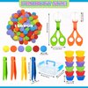 YQMVXW 119Pcs Kid Tweezers fine Motor Skills Set,Helping Hands fine Motor Tool Set，Includes 100 Pcs Pompoms,12 Cups,4 Tweezers,2 Clips,1 Storage Box for Counting Sorting Training