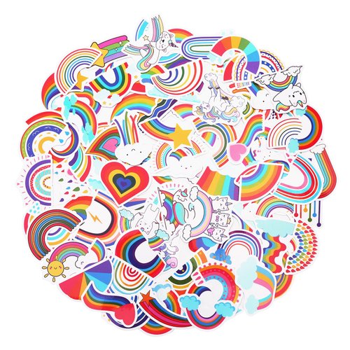 100 Pack Rainbow Stickers, Rainbow Party Favors, Birthday Decorations