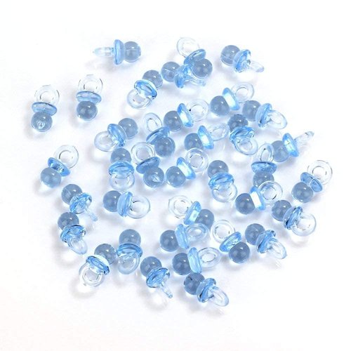 Tayarana 200 Pieces Tiny Acrylic Baby Pacifiers for Baby Shower Party Favors Filler Decorations Ice Cube Game Supplies Table Decor (Blue)
