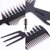 Hair Comb Styling Set Tail Combs Double Side Brushes Afro Pick Pik Comb African American Hair Brush Barber Accessories Black-2Pcs