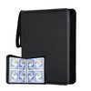 Fabulway 4 Pocket Trading Card Binder,Card Binder 400 Pockets Sports Cards Game Card Collection Binder Card Holder Binder Card Storage Album with Sleeves and Zipper (Black-400 Pockets)