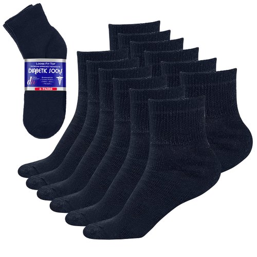 Debra Weitzner Diabetic Ankle Socks Mens Womens Non-binding Socks Loose Fit Navy 6 Pairs
