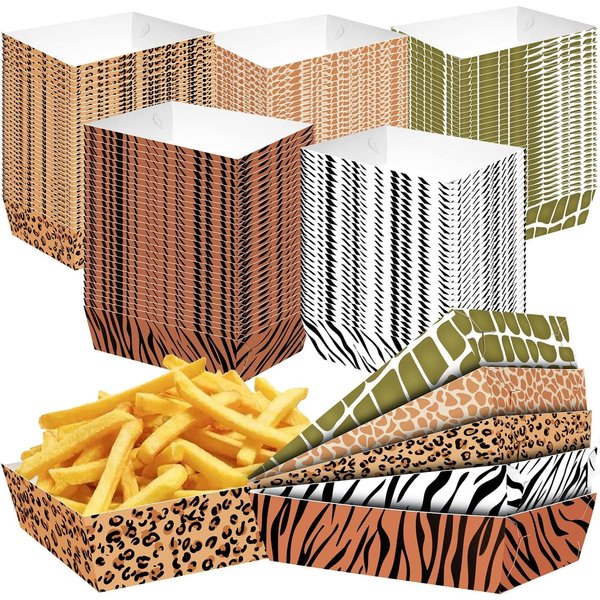 WIQEDOHA 50Pcs Jungle Safari Wild Animal Party Supplies Disposable jungle zoo animal Print Paper food tray for Birthday Party, Baby Shower and jungle safari theme party decorations