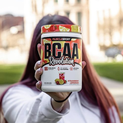 Musclesport BCAA Revolution Amino Acid Powder Supplement for Men & Women - Intra Workout Training Complex - Recovery Supplemen (Strawberry Lemonade, 30 Servings)