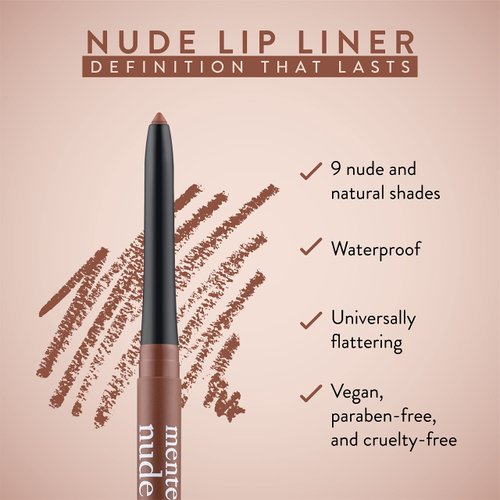 Mented Cosmetics Nude Lip Liner Pencil, Waterproof Lip Liner Nude Lip Pencil, Natural Lip Liner Nude Lip Vegan and Cruelty-Free Makeup, Matte Lip Liners for Women