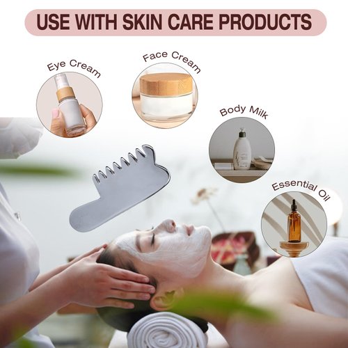 Dioche Massage Comb Terahertz Massage Lightweight Portable Shaving V Face Beauty Comb Gua Sha Facial Tool