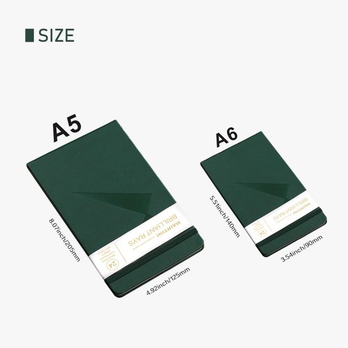 Mairtini Academy Grade Brilliant Series Pure Cotton Portable Watercolor Journal 200g Watercolor Pad 24 Sheets A6(Green)