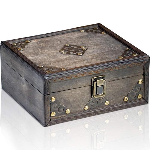 Brynnberg - Pirate Treasure Chest Storage Box - Monk 7.9x7.1x3.5 - Durable Wooden Treasure Chest with Lock - Unique Handmade Decorative Wood Storage Box - Vintage Wood Chest Box - The Best Gift