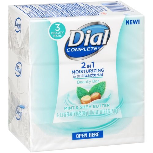 Dial Complete 2 In 1 Moisturizing Mint & Shea Butter Bar Soap 3-3.2 Oz. Bars