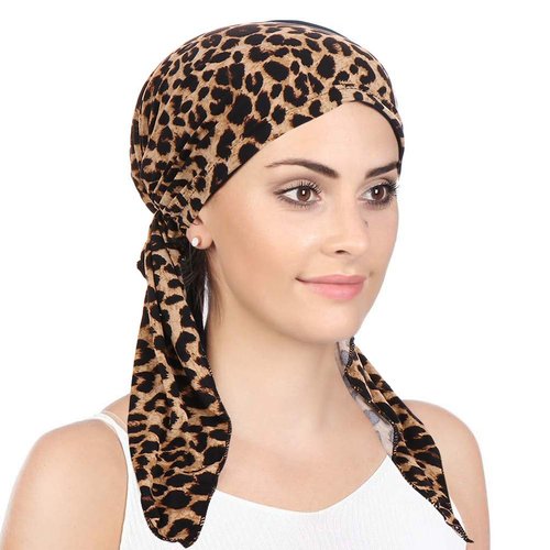 Pre Tied Bandana Turban Head Scarf 3 Packed Slip On Beanies Chemo Covers Cap for Women (D5-Long Strap-3 Packed)