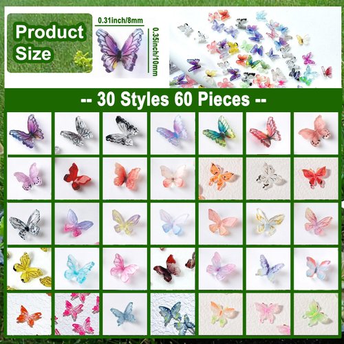 70pcs Mini Resin Butterflies, Miniature Butterflies for Crafts,Dollhouse Accessories Mini Resin Animals Figurines,3D Tiny Butterfly Decorations for Dollhouse,Fairy House Garden,Micro Landscaping