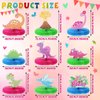 9 Pcs Girl Dinosaur Birthday Party Supplies Pink Dinosaur Honeycomb Centerpiece Table Decorations Happy Dino Volcano Theme Party Table Toppers for Kids Baby Shower Decor