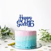 Gyufise 1Pc Happy Sweet 16 Cake Topper Blue Glitter Sweet 16 Birthday Cake Decoration Happy 16th Birthday Decorations for Girls Boys Party Supplies