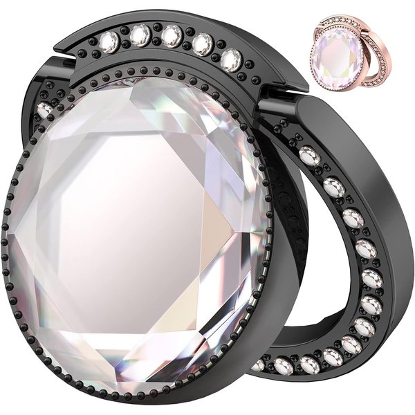 Crystal Phone Holder Ring (Black)