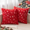 MIULEE Set of 2 Christmas Decorative Throw Pillow Covers Soft Faux Fur Pillow Cases Covers with Silver Snowflake Glitter Winter Pillowcases for Couch Sofa Bed Girls Room, 18 X 18 Inch, Red
