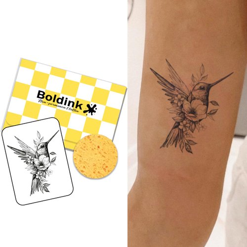 Boldink Semi-permanent tattoos, realistic fake tattoos, last 7-15 days, waterproof non-reflective temporary tattoo stickers, cruelty-free, uniquely designed exquisite packaging（Bird 3）