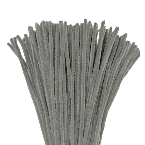 Gray Chenille Stems Pipe Cleaners, 12 Inch Colored Pipe Cleaners Pastel Craft Supplies, 200 Pcs Pastel Pipe Cleaners for Crochet Projects, Holiday Wreath, DIY Art Craft