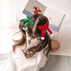 2PCS Christmas Hair Clips for Women Girls Velvet Ribbon Hair Bows Clips Christmas Santa Claus Socks Barrettes Alligator Hairpins Cute Hair Accessories Xmas Party Dress Gifts(Red, Green)