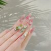 Flower Nail Charms, 100PCS 3D Flower Nail Art Gradient Red Pink Purple Green Resin Acrylic Rose Spring Nail Art Design Manicure DIY Nail Decoration for Women Girls