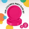 Exquisite 9 Inch. Cerise Plastic Plates - Solid Color Disposable Plates - 50 Count