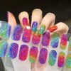 LIFOOST Semi Cured Gel Nail Strips Salon-Quality, Long Lasting Adhere Nail Art Stickers Decals (Colorful Sequins)