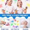 AROIC Washable Finger Paint Set, 82 Pack Washable Kids Paint Set with 12 Color Finger Paints, Sponges, Paint Brushes, Waterproof Paint Apron, Palette Paper for Toddler, Drawing Gifts Age 3+