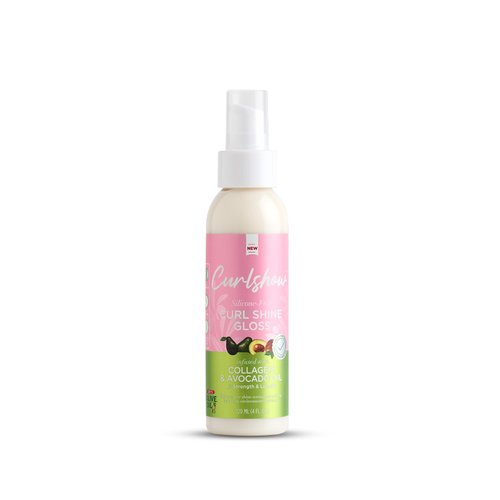 Olive Oil Curlshow Silicone-Free Curl Shine Gloss Infused with Collagen & Avocado Oil for Strength & Length 4.0 ounces (Pack of 1)