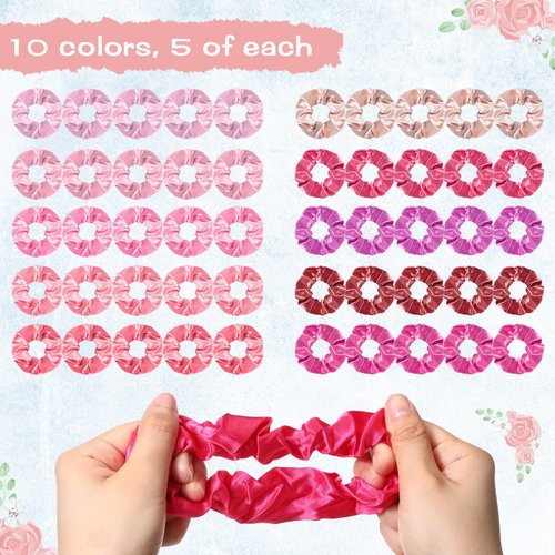 Thiccywoov 50 Sets Quinceanera Party Favors for Guests - 50 Scrunchies, 50 Thank You Cards, 50 Organza Bags for Sweet 15 Birthday