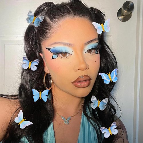 Butterfly Hair Clips, CIEHER 20 Pieces Butterfly Barrettes Glitter Double Butterfly Clips for Women Girls 3D Butterfly Hair Clip Small Hair Clips Y2K Hair Clips Butterfly Hair Accessories