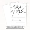 Classic Script Sweet 16 Birthday Invitations (20 Count) with Envelopes - Party Invites