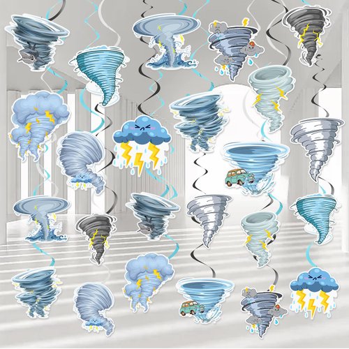 24 PCS Tornado Party Hanging Swirls Decorations, Tornado Birthday Party Decorations Supplies Tornado Hanging Spiral Whirl Streamers Ceiling Decorations for Kids Baby Shower Decorations Party Decor
