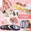 JOYJULY Nail Art Design Tools, 3D Nail Art Decorations Kit with Nail Art Brushes Dotting Tools Holographic Nail Art Stickers Nail Foil Tape Strips and Nails Art Rhinestones and Pick-Up Tweezers